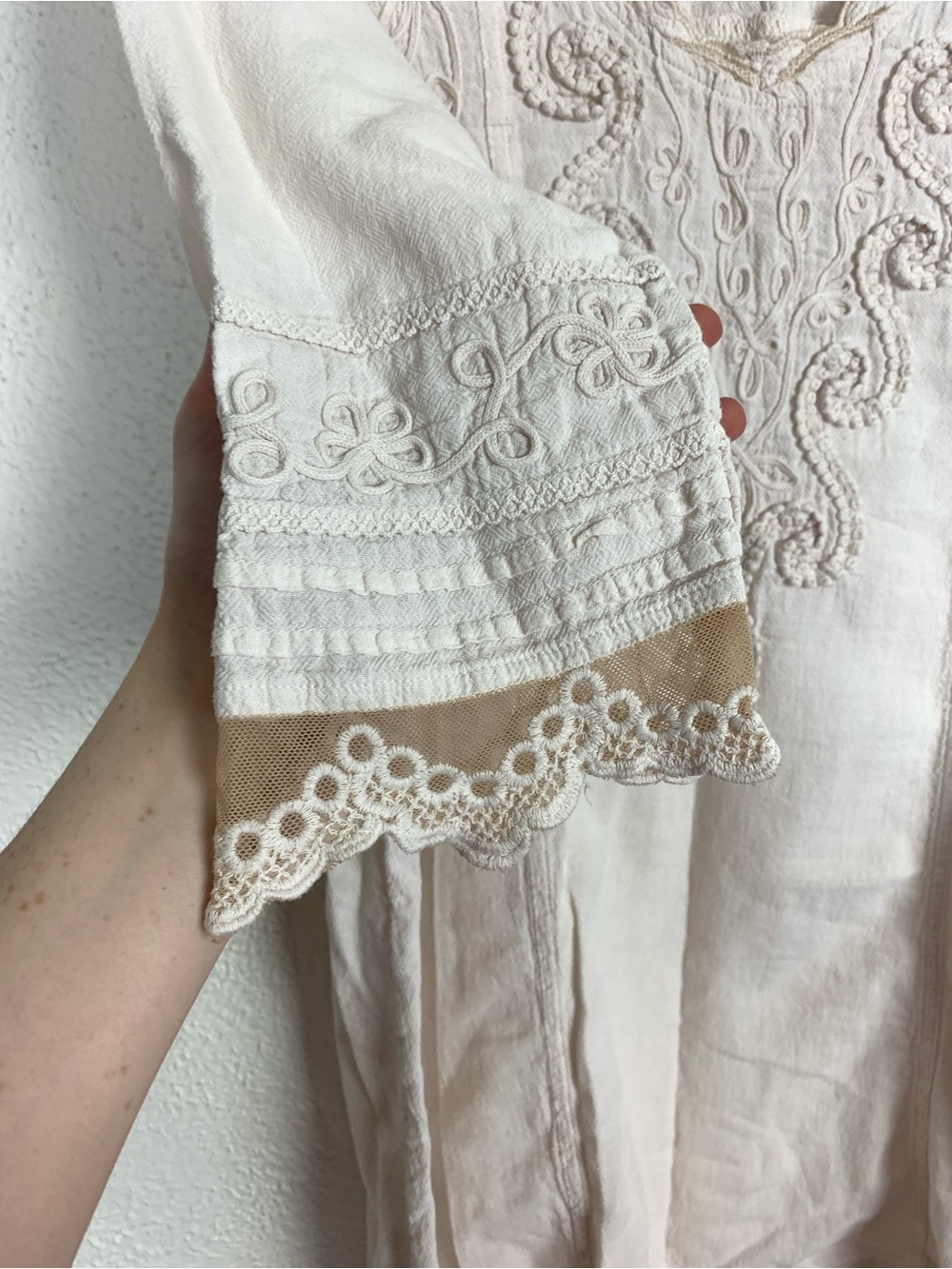 Gretty zueger cotton embroidered tunic top size medium cottagecore lagenlook - Picture 5 of 6
